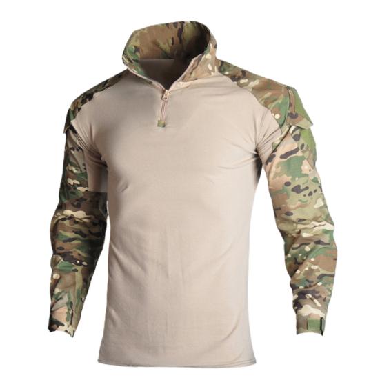 Men Combat T-shirt Camouflage Stand Collar Slim Long Sleeve Autumn Shirt