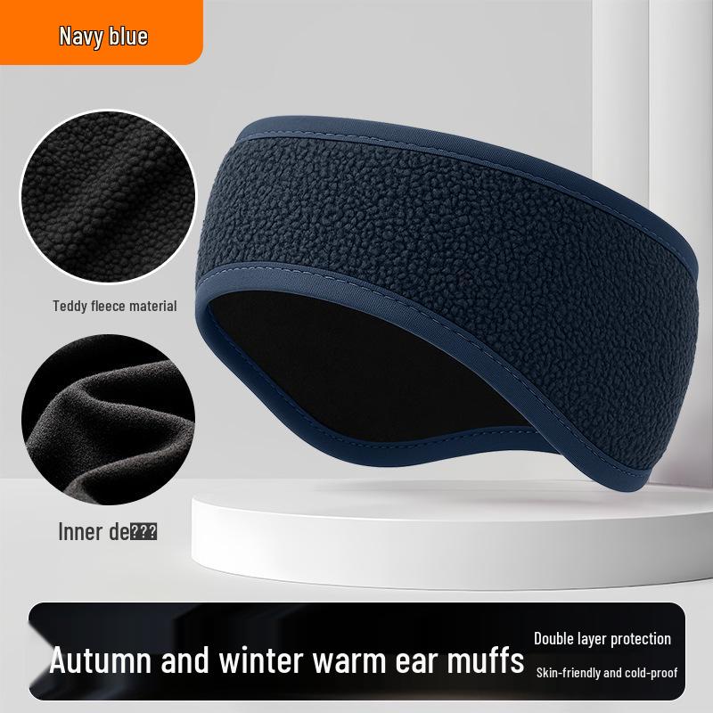 

Зимняя лыжная повязка на голову: Толстый, однотонный, высокая эластичность, защита ушей с нескользящим немецким вельветом для занятий спортом на открытом воздухе One Size темно-синий