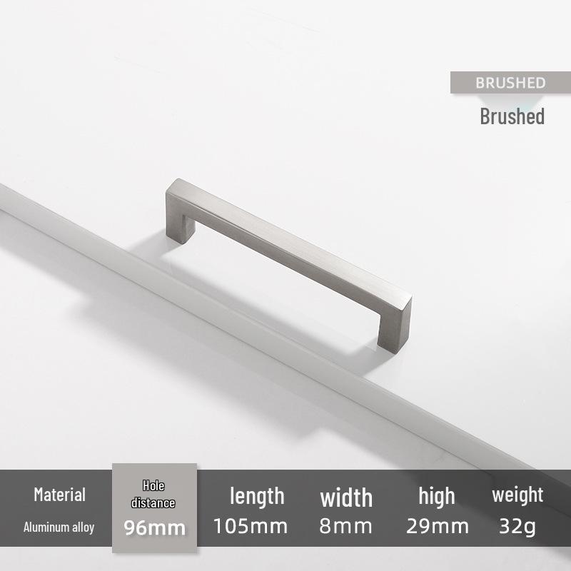 Square Bright Gold & Silver Kitchen Cabinet Handle - Modern Minimalist Black Aluminum Alloy Drawer & Wardrobe Handle