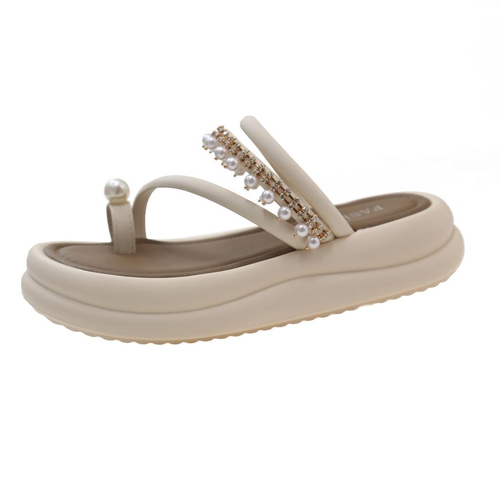 Super fire 2025 sandals seaside beach new Roman sandals non-slip Internet celebrity cover toe platform slippers women's summer wear