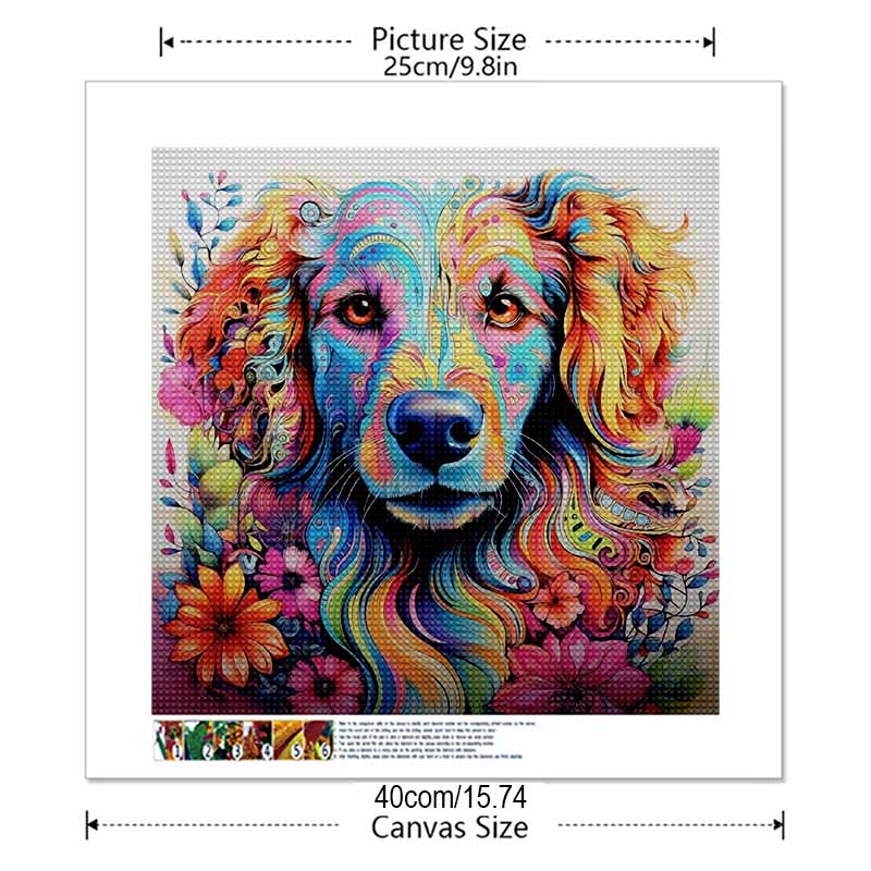 New Arrival 5D DIY Full Circle Diamond Painting "Colorful Puppy" Embroidery Cross Stitch Home Decor Gift