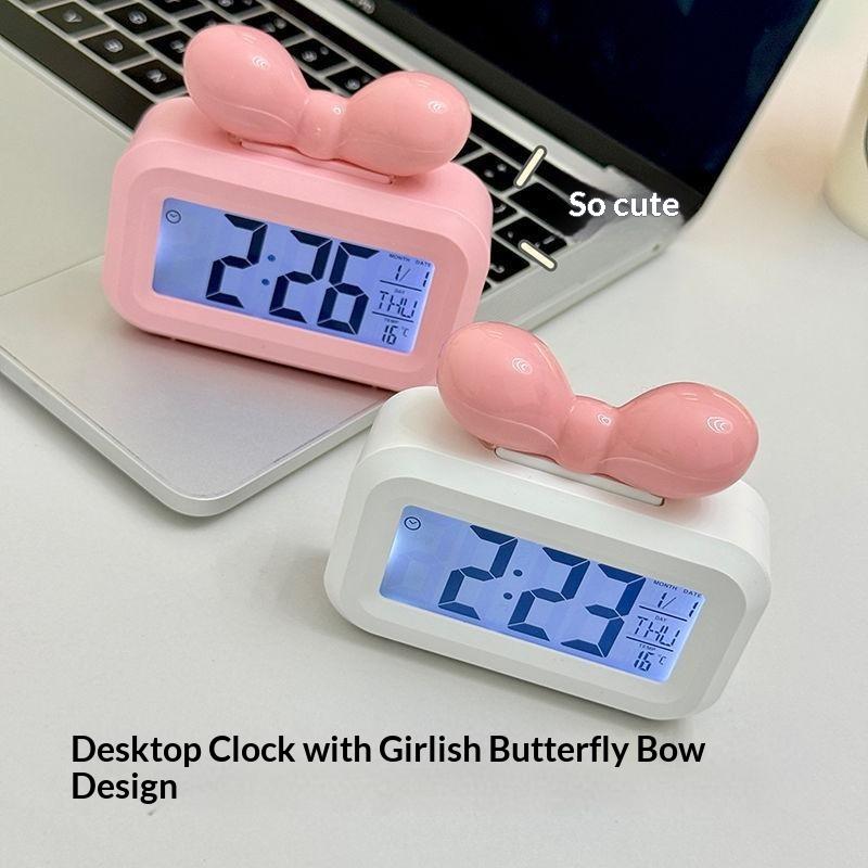 LED Digitaluhr Schleife Temperaturerkennung Wecker Niedliches Geschenk Mit Nachtlicht Mini Schreibtisch