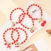 4 Pcs Versatile Red ABS Bead & Cherry Drop Oil Pendant Bracelet Set, Suitable For Women's Everyday And Vacation Outfits