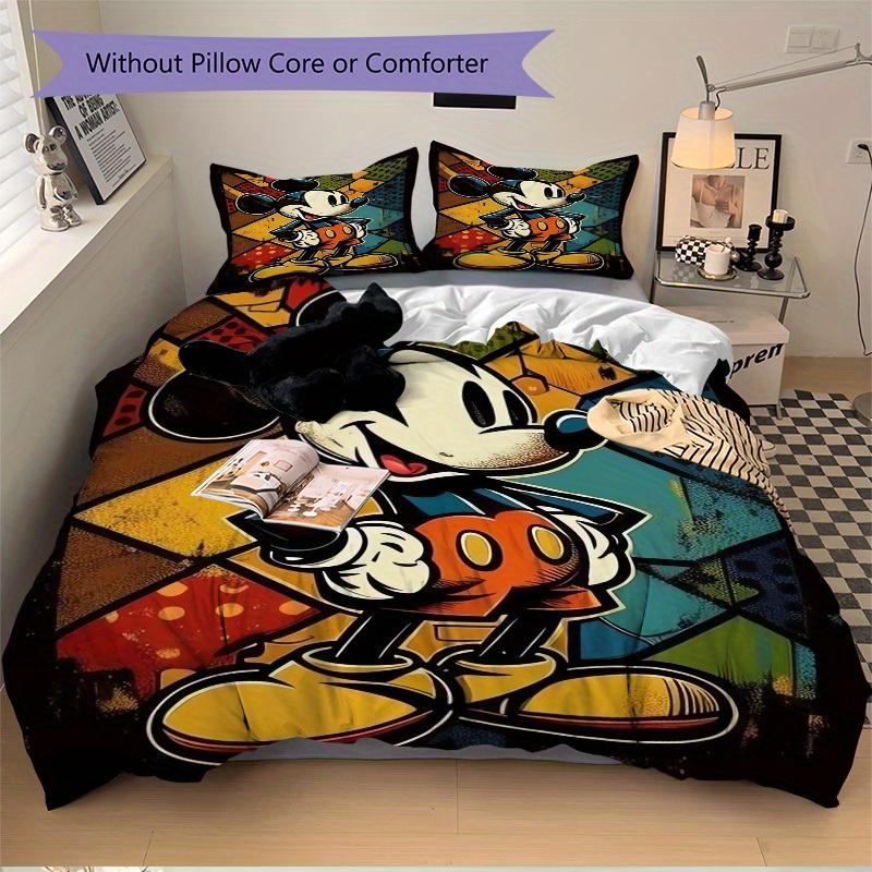 3pcs set Mickey Mouse, Stained Glass, Pop Art print bedding quilt cover, soft and comfortable quilt cover suitable for bedroom and guest room07