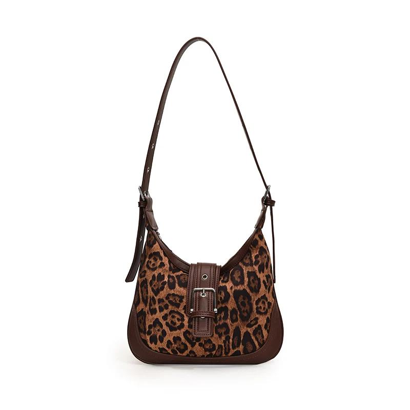 

Модные сумки через плечо из искусственной замши в форме полумесяца с леопардовым принтом, замком и молнией, дизайнерские сумки через плечо нового стиля