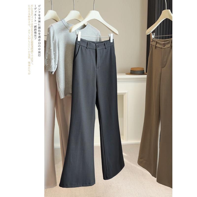Temperament Versatile Wide-leg Micro-horn Casual Suit Pants for Women, New High-waisted and Thin Trousers In Spring and Autumn