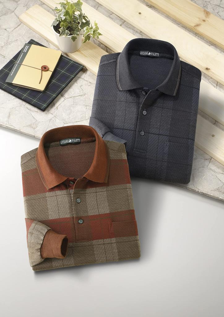 Wollmischungspolo M inländisch lang mit für M Bordeaux [Little Island] in Japan gefertigtes Hemd, Größe, Herren, hergestellt, Jacquard, Wolle, Ärmel, Kragen,