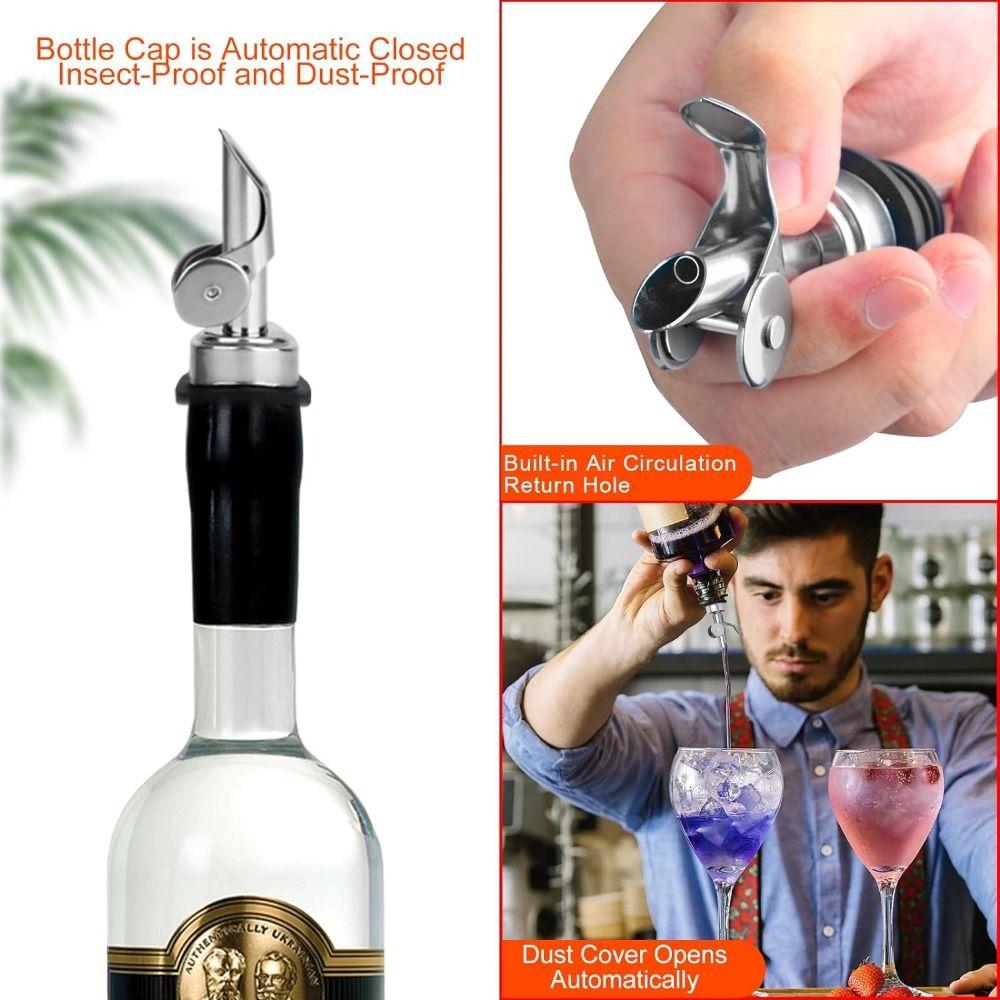 3pcs Stainless Steel Liquor Bottle Pourers Auto Flip Olive Oil Dispenser Spout  Vinegar