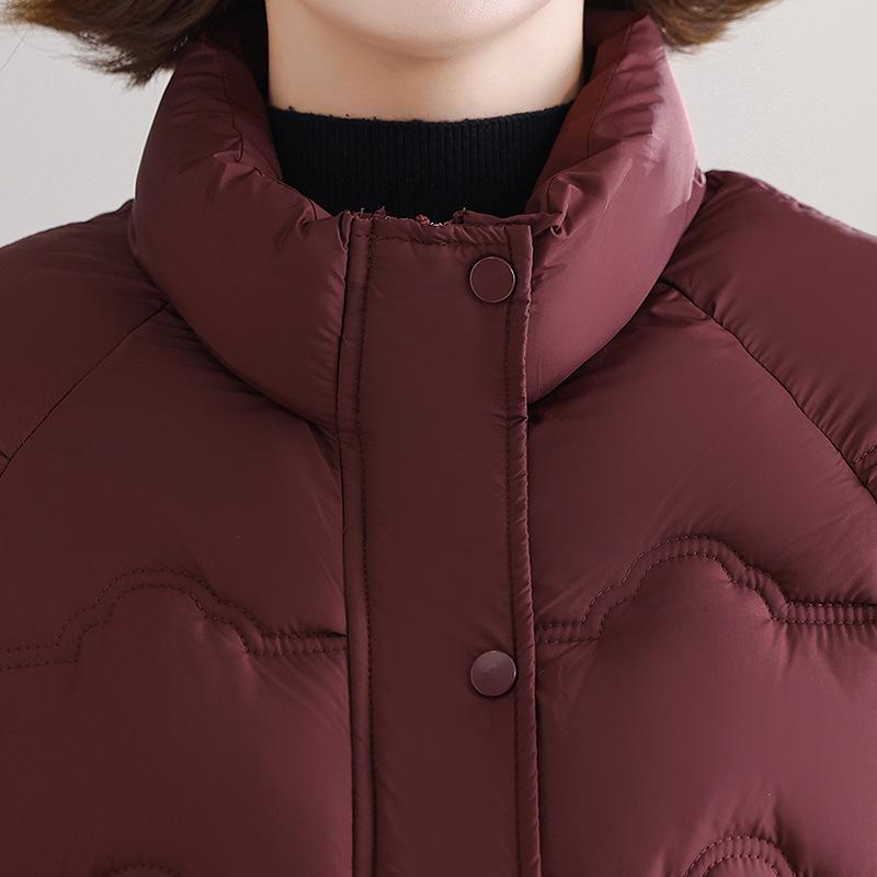 Warm Thickened Cotton-Padded Jacket for Women: Winter Fashion Coat for Middle-Aged & Elderly