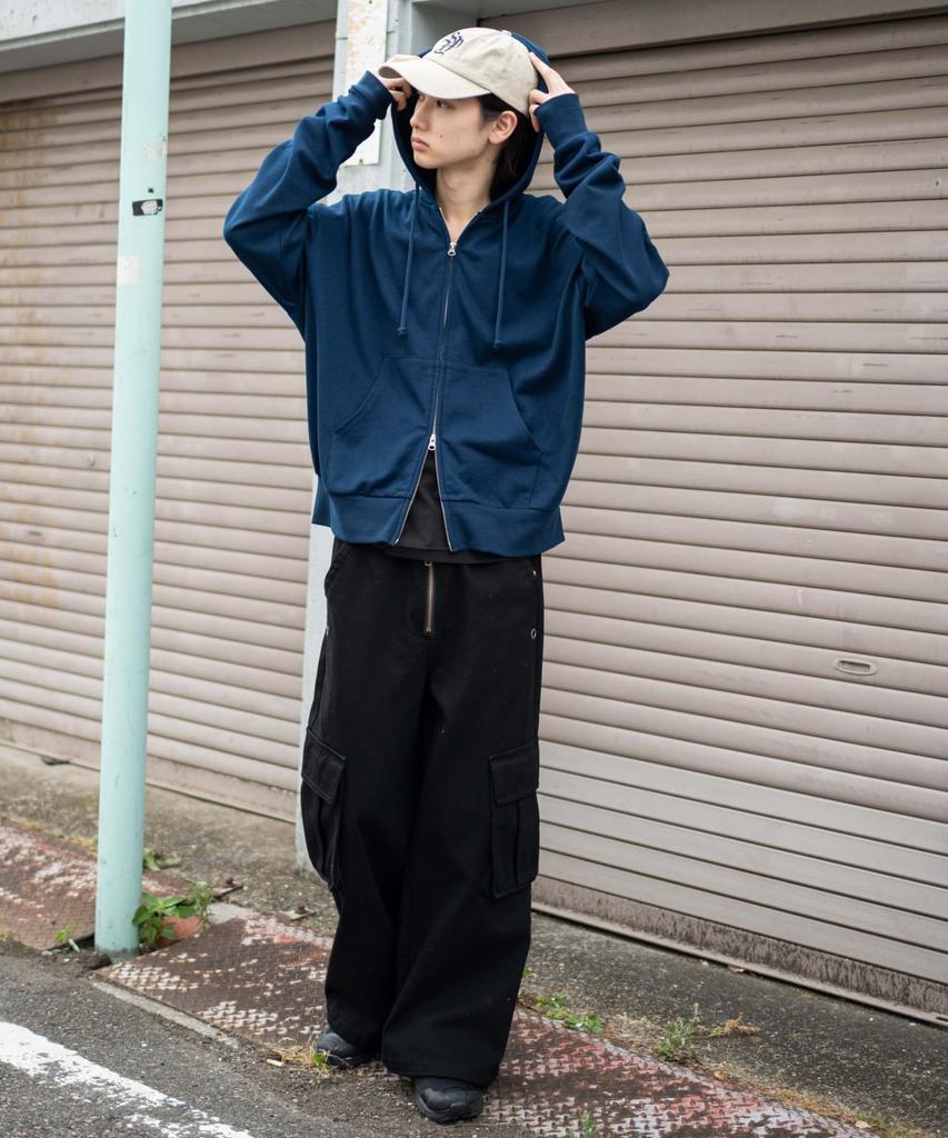 WEGO Unisex Compact Fit Double Zip Zip Autumn Long Size Navy Hoodie, Sweatshirt, Hoodie, Outerwear, Clothing, Sleeve, Gift, Men's, L,