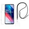 Coque et tour de cou pour Oppo Find X3 LITE - TPU Souple Transparent Cordon Noir réglable Phonillico®