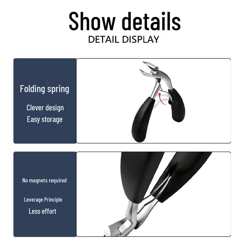 Stainless Steel Nail Clippers Set with Large Opening & Anti-Splash Design