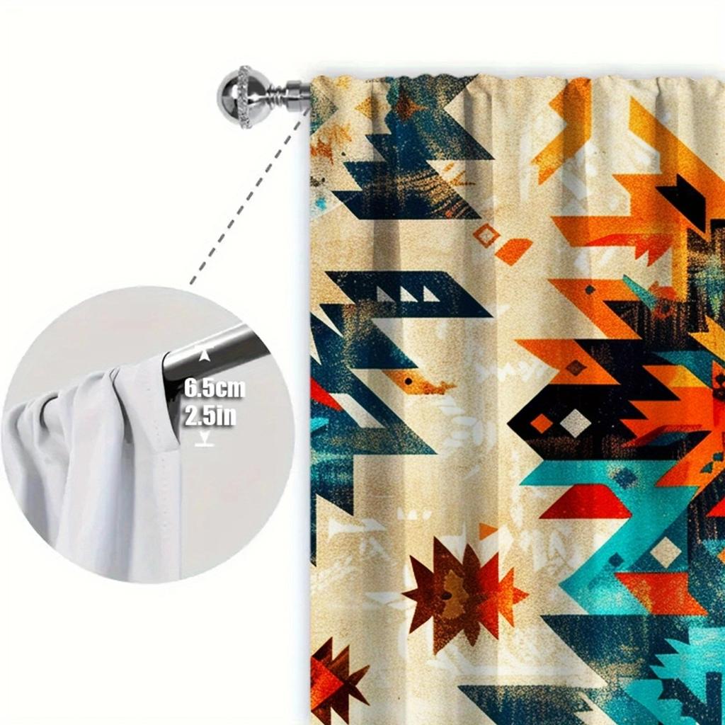 Tribal Art Printed Curtain for Home Decor - Rod Pocket Window Treatment for Bedroom, Kitchen, Living Room
