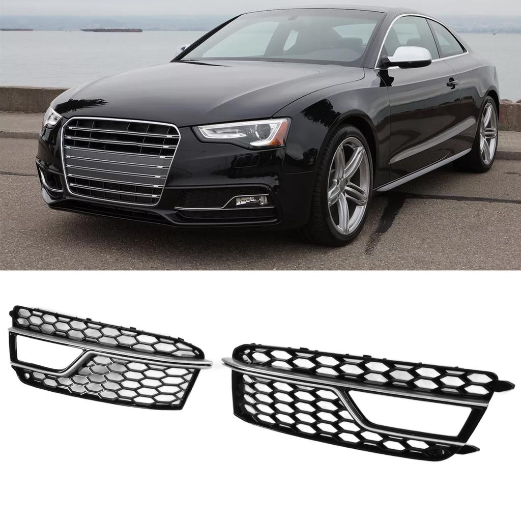 2pcs Front Bumper Fog Light Grille Cover Trim 8T0807681M Car Exterior Decoration Replacement for S5 A5 SLine Models