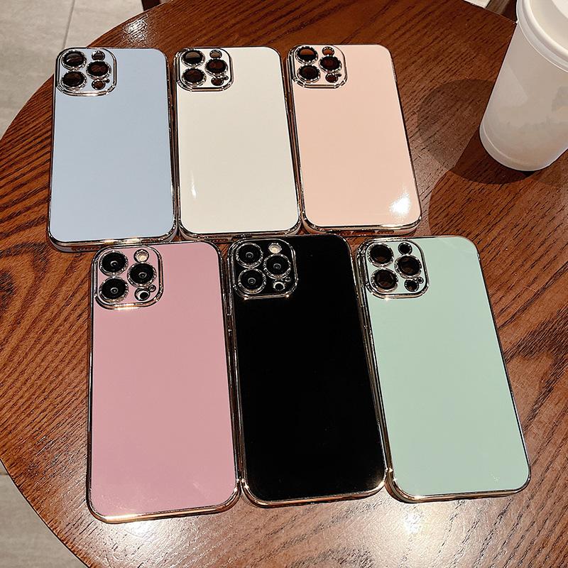 Luxury Electroplated Color Phone Case For Iphone 11 12 13 Pro Max Xs Xr Max 7 8 Plus Soft Lens Protection Silicone Back Cover