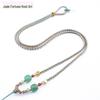 Four-Strand Braided Necklace Lanyard with Jadeite, White Agate, and Dongling Jade Pendant