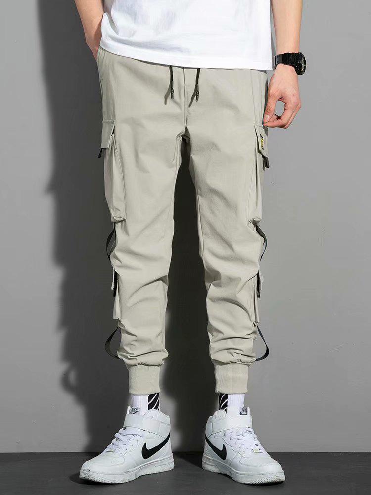 Men's Trendy Hip-Hop Loose-Fit Multi-Pocket Overalls - Korean Style Casual Skinny Pants