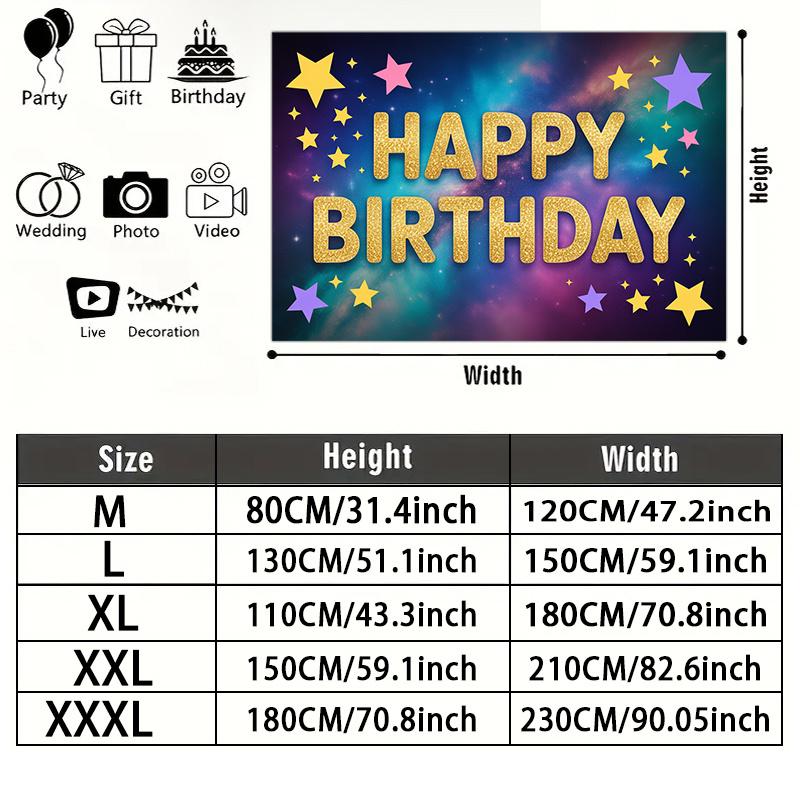 Party Backdrop Happy Birthday Birthday Stars Photo Booth Background Front Door Decor