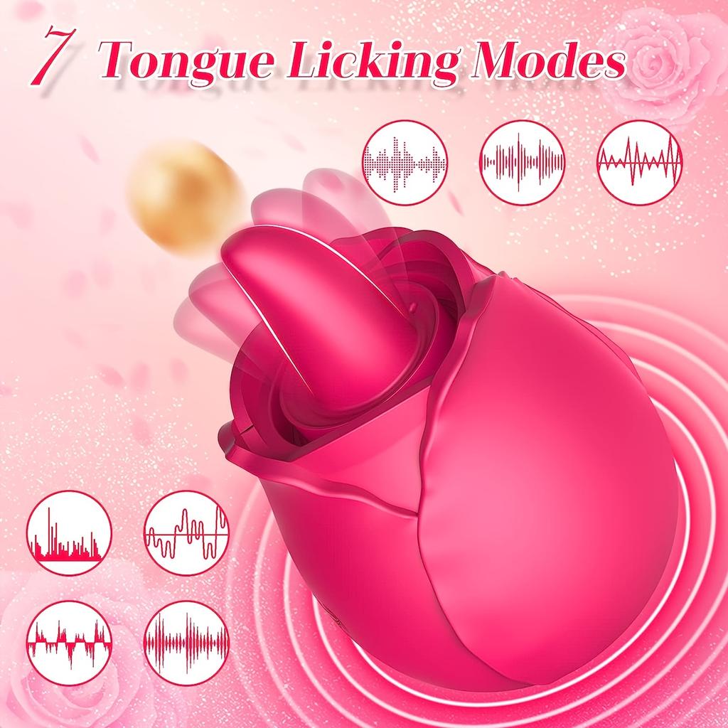 1ks Rose Sex Toy Vibrátor pro ženy 2v1 Lízání Sání Růžový Vibrátor Stimulátor Clits Bradavky Vakuová pumpa Přísavka Masážní přístroj s přísavkou 7 Licki