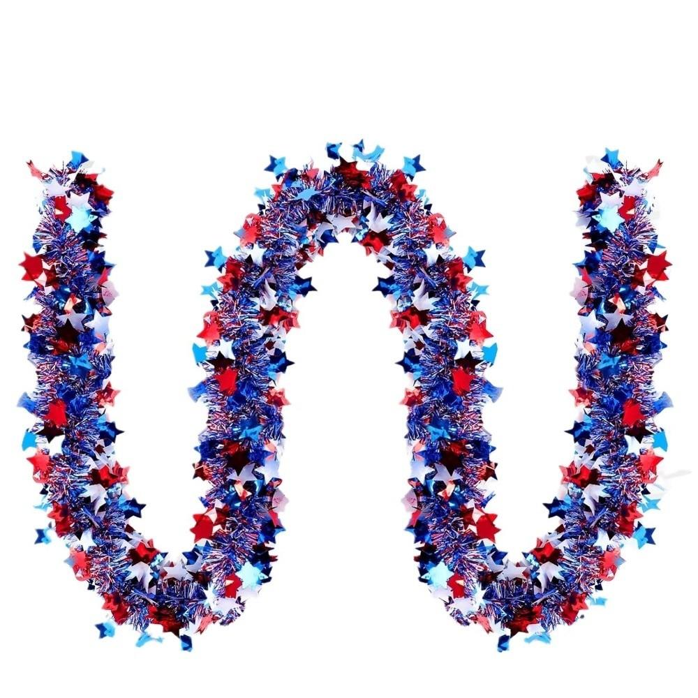 Twist Garland Patriotic Glitter Garland Pentagram Color Bars Red White Blue Colors Red White Blue Garland Glitter Decor