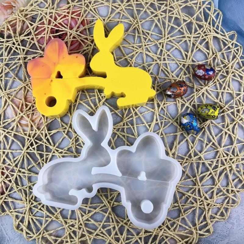 Rabbit And Eggs Ornaments Mould Sturdy Silicone Rabbit Eggs Decoration Mold For Repeated Use In Ornament Crafts