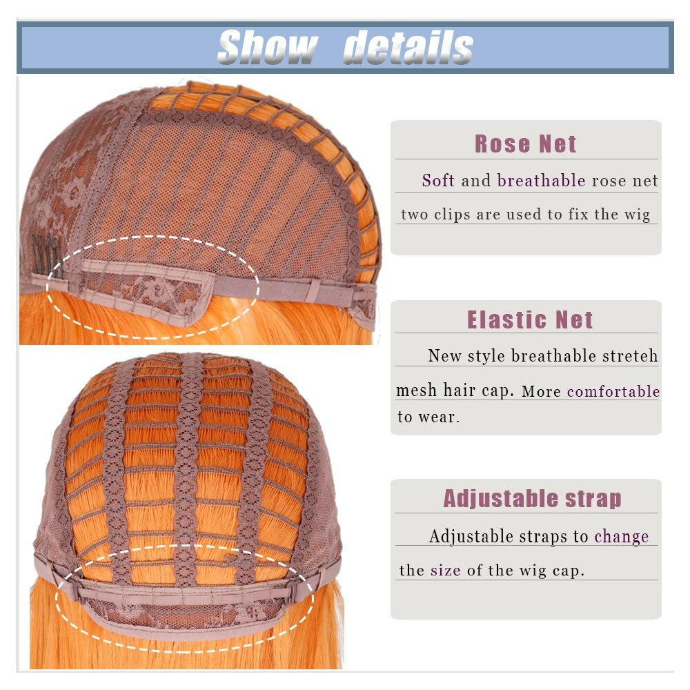 MERISIHAIR Women Long Wave Orange Wig with Bangs Natural High Temperature Synthetic Fiber Wig Suitable for Women Daily Wear Cosplay