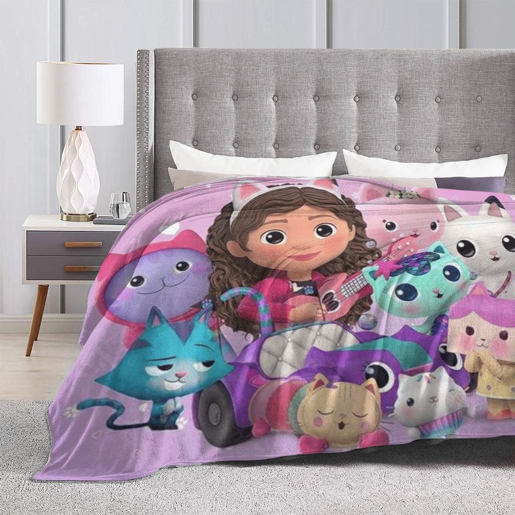 G-Gabby’s Dollhouseds Plush Blanket Boy Girl  Flannel Bedding Throws For Couch Bed Super Warm Custom DIY Quality Bedspread Gift
