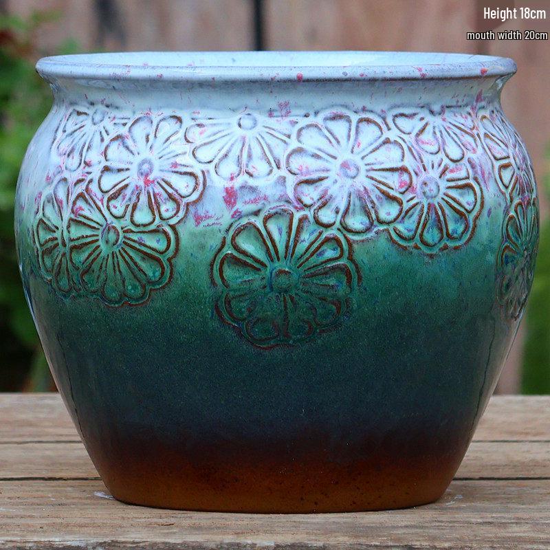 Handmade Coarse Pottery Tall Flower Pot for Succulents and Green Plants – Breathable Ceramic Jar for Bird of Paradise & Bougainvillea