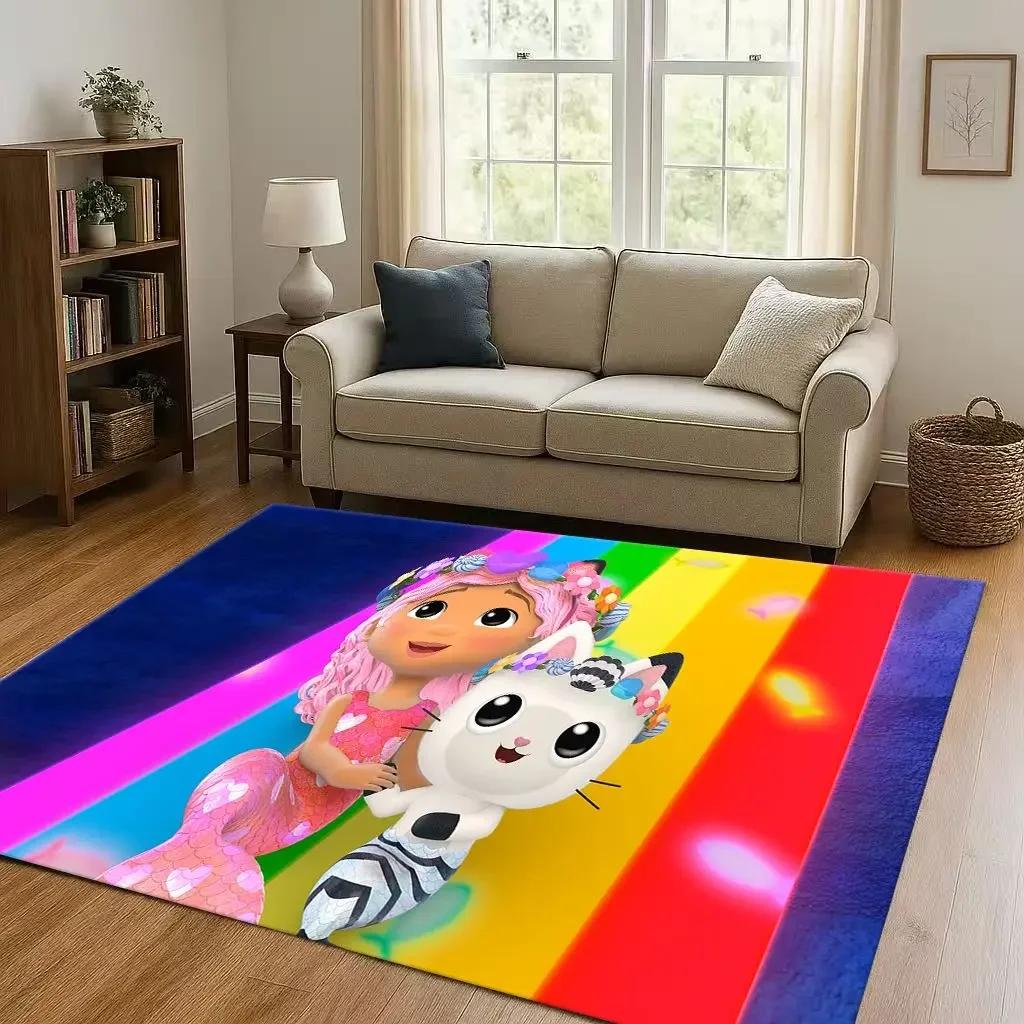 Tappeto Kawaii Casa delle Bambole di Gabby Cartone Animato Ragazza Soggiorno Area Antiscivolo Tappeto Morbido per Camera da Letto Sala Giochi e Divano, Zerbino Decorazione Casa