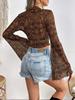 New Arrival Women's Casual Holiday Chiffon Shirt with Round Neck and Bell Sleeves