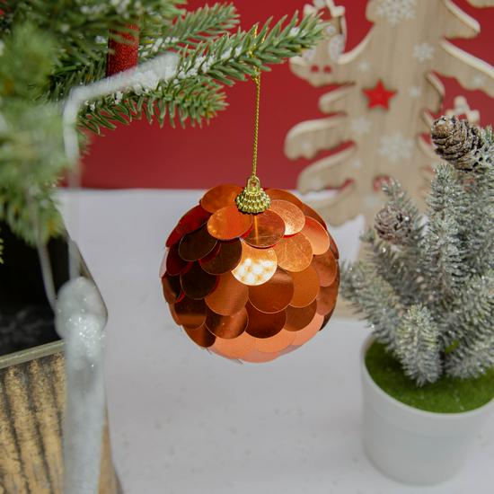 8cm runde Fischschuppen-Weihnachtsornamente: Gold, Grün, Rot, Rosa, Champagner Laserfarben