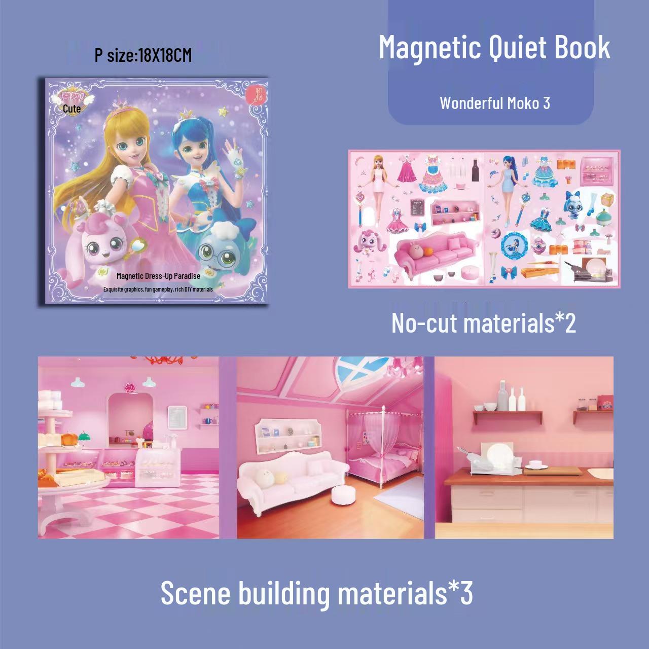 Замечательная тихая книжка «Принцесса»: Образовательная наклейка и игрушка для рисования для девочек 18x18 cm