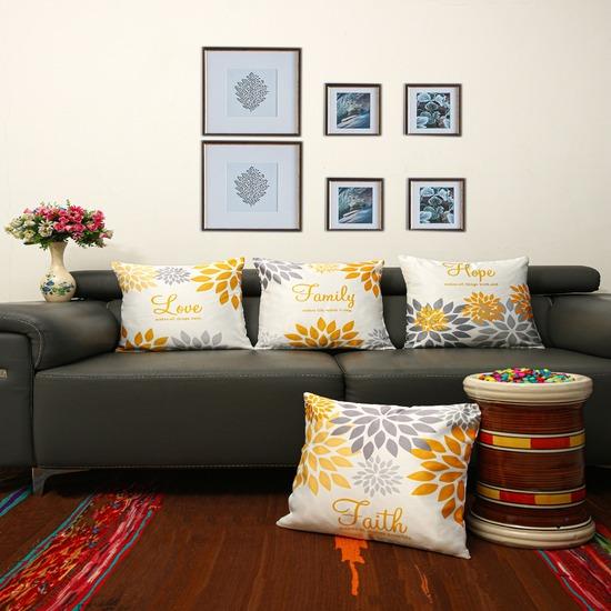 

Inspirational & Modern Floral Cushion Set with Gallery Wall- Set of 5 12*12 INCH