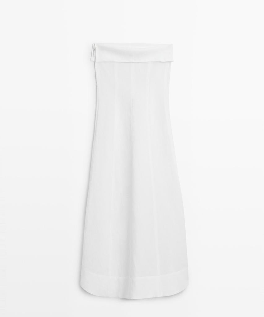 Masimodutti Linen Off-Shoulder Midi Dress