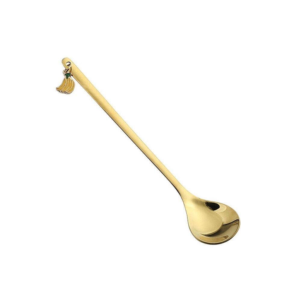 Golden Coffee Spoon Stainless Steel Tea Spoon Portable Stirring Spoon