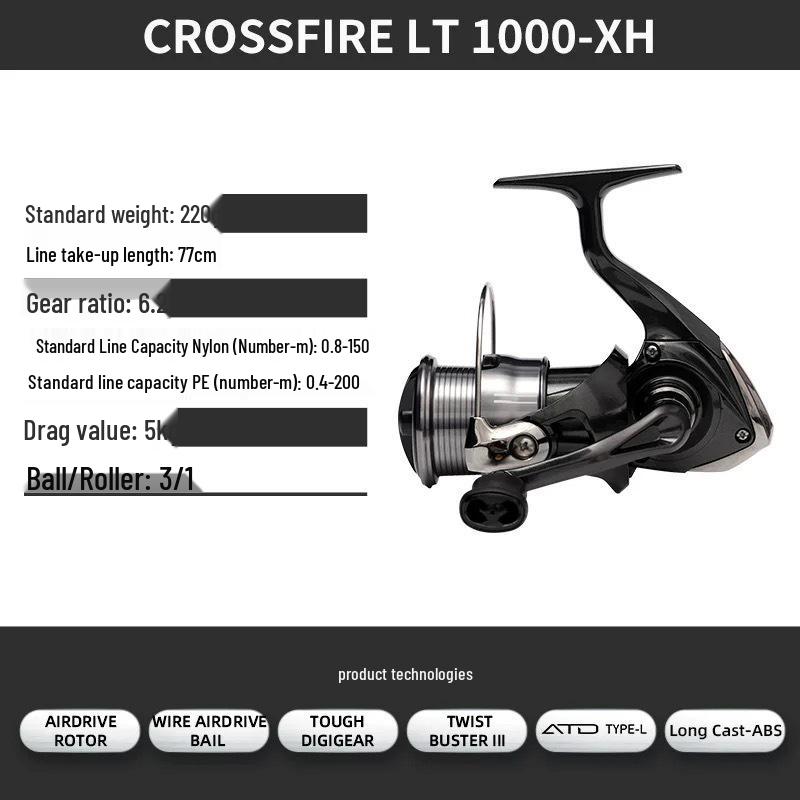 Daiwa CROSSFIRE LT Spinning Reel - Lightweight Long Cast Metal Spool Fishing Reel, Available in 26 Models.