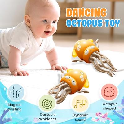 Kids Dancing Octopus Electric Crawling Toy with LED Lights Music Automatic Avoidance Music Dancing Robot Intelligent Gift