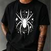 Unisex Gothic Spider Web Graphic T Shirt White Spider With Broken Glass Pattern Short Sleeve Casual Street Tee Cotton Tops