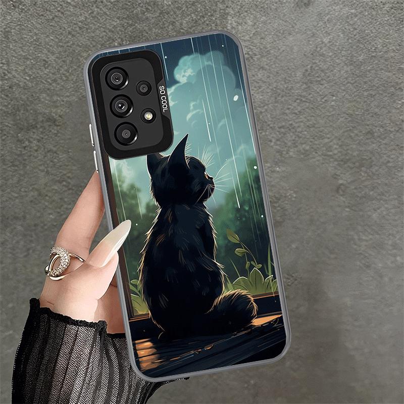 Healing Sense Cat Rain Shockproof Phone Case for Samsung A17 A16 A15 A14 A37 A57 A36 A56 A26 A35 A55 A25 A34 A54 A24 A13 A23 A33