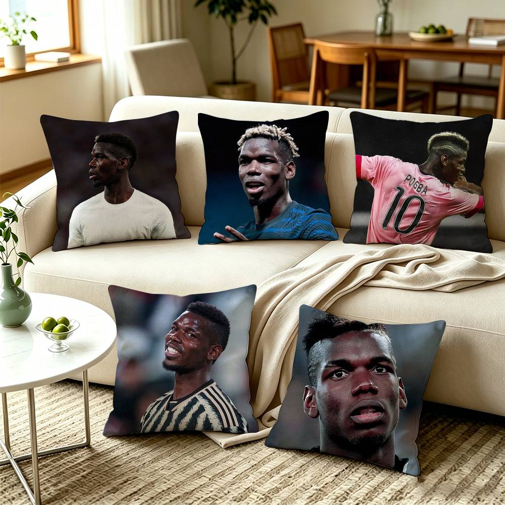 PPaul Pogba Football Midfielder Sports Square DoubleSided printed Pillow Case Bedroom Bedside Pillow Sofa Cushion Cover