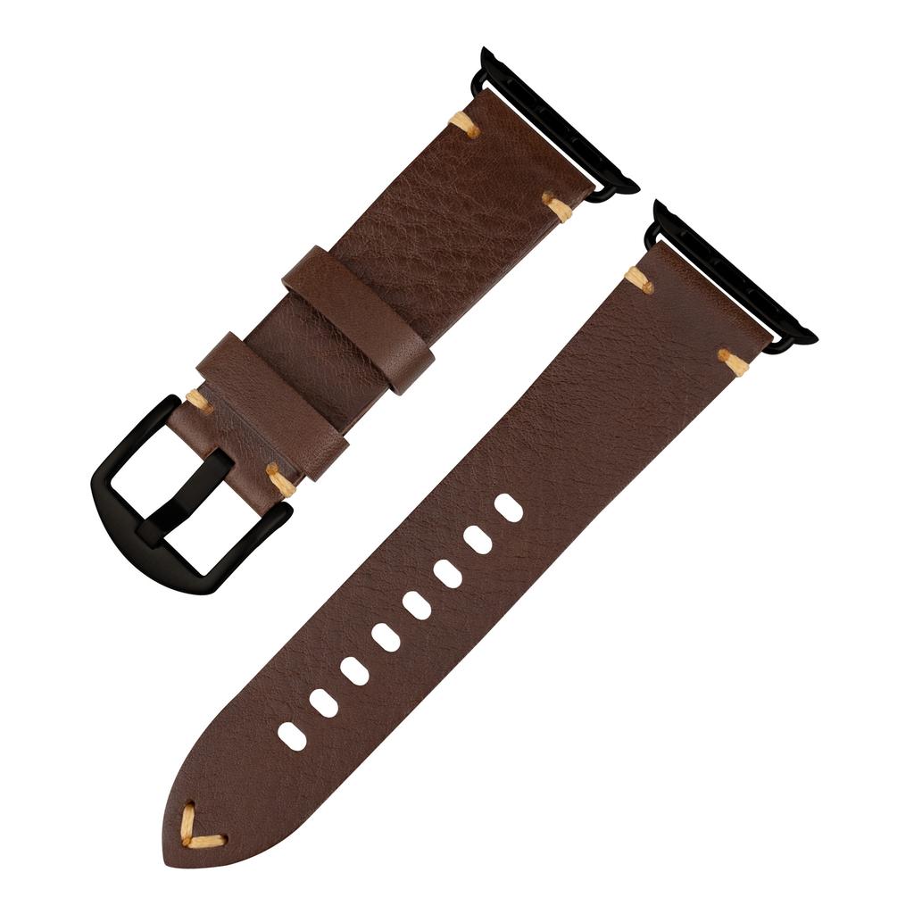 Genuine Cowhide Leather Watch Strap Replacement for Apple Watch Series 3 4 5 6 7 8 9 S9 Durable Smart Watch Wristband Accessory