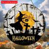 2d Flat 20*20cm, Halloween Popular Home Decoration, Halloween Witch Circular Wooden Logo Creative Decorative Board, for Home, Club, Bar Decor.