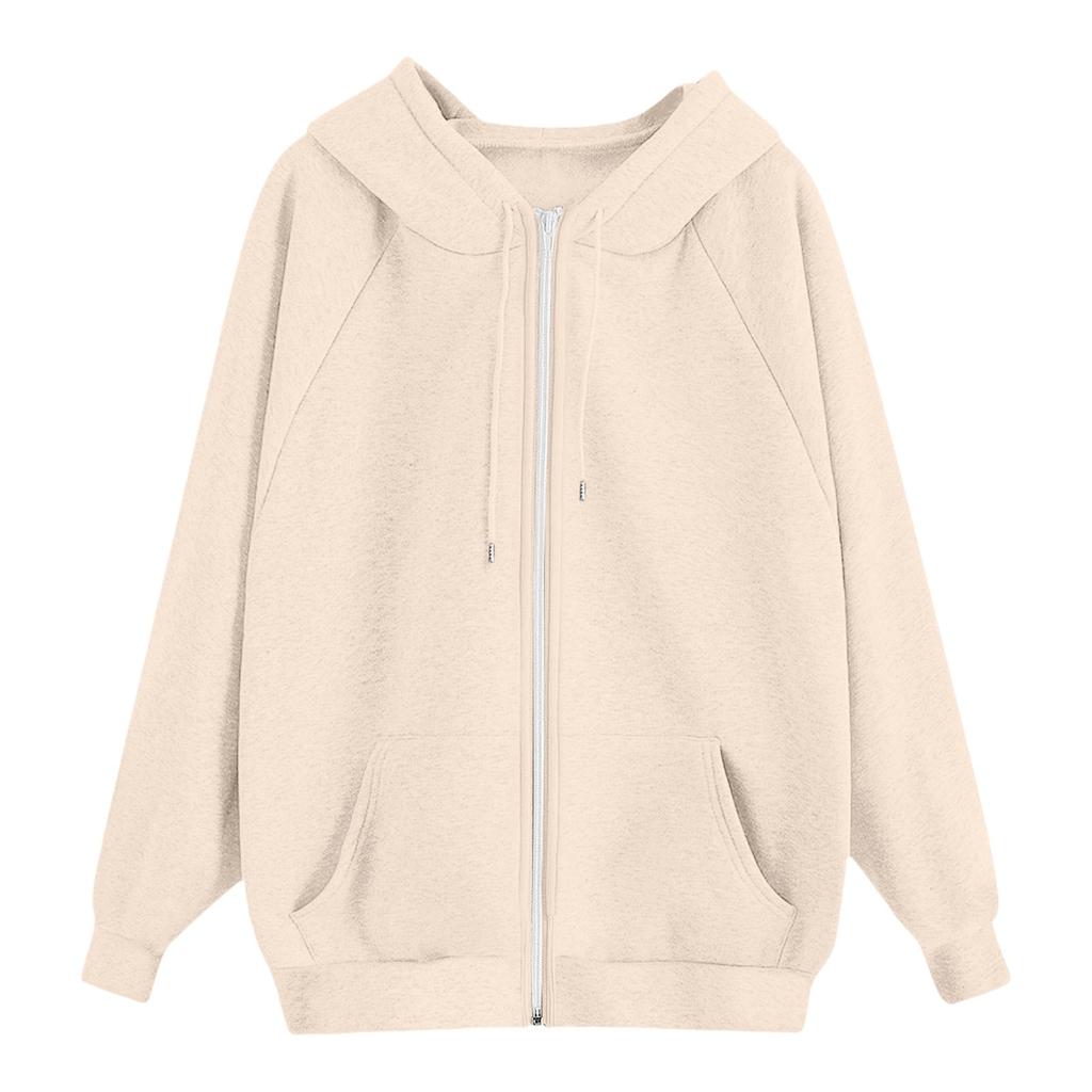 Women's Fashionable Casual Solid-color Long-sleeved Pullover Hooded Jacket