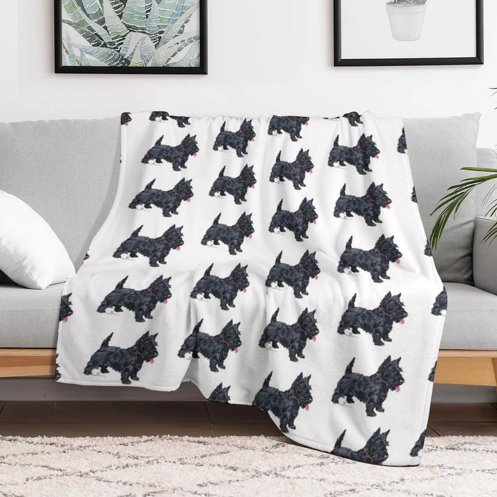 Scottish Terrier Ready To Play Throw Blanket Air Conditioner Soft Blanket for Office Home