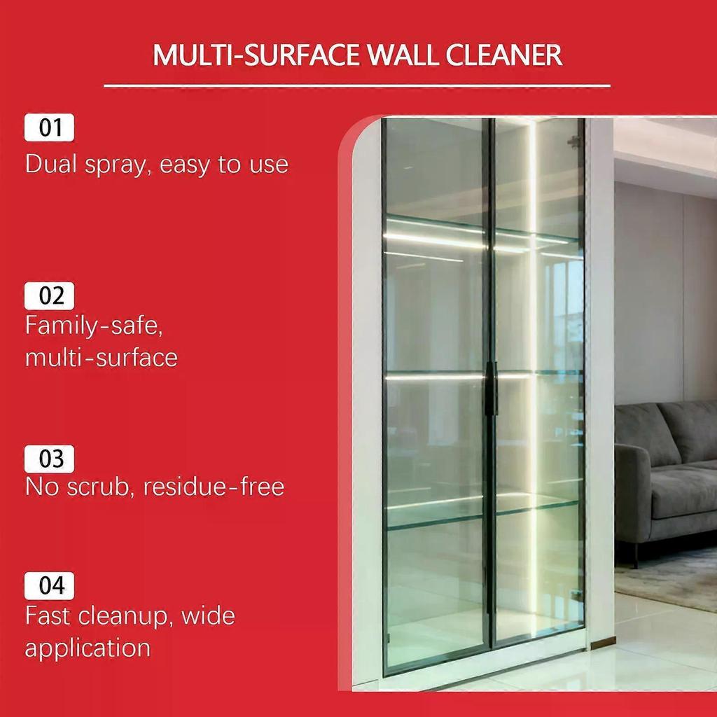 Multi-Surface Wall Cleaner Spray, Gentle Dirt Remover For Kitchen And Bathroom Walls, Fast-Acting Household Cleaning Spray