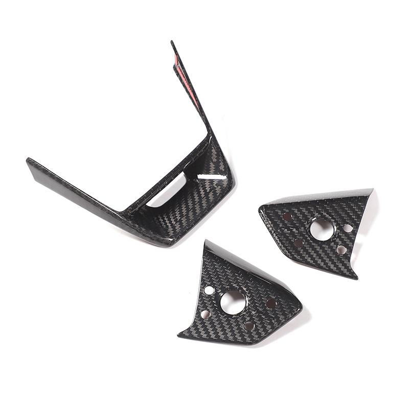 For Tesla Cybertruck 2026-2026 Real carbon fiber car steering wheel button decoration frame sticker car interior accessories