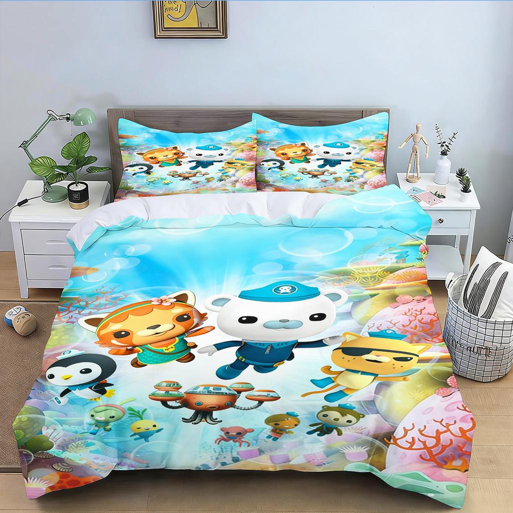 Octonauts Bedding Set Simba Anime and Cartoon 3D Children'S Duvet Cover Set King Size Bedroom Comforte Cute Printed