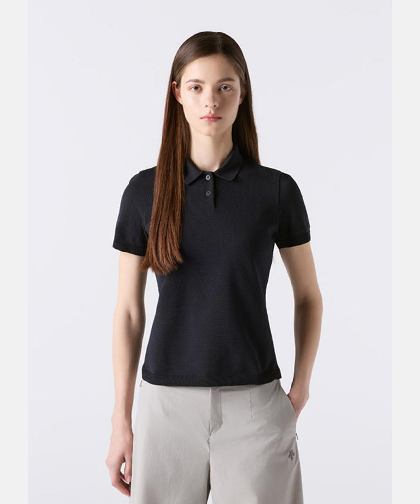 DESCENTE Women'S Dualis Knit Polo Short Sleeve T-Shirt Black Sr122Dps34
