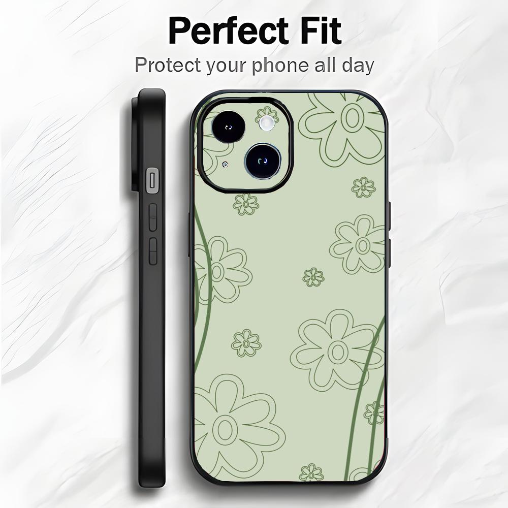 Sage Green Groovy Flowers Art Phone Case Phone Case Soft Packaging Lightweight For iPhone17 16 15 14 13ProMax