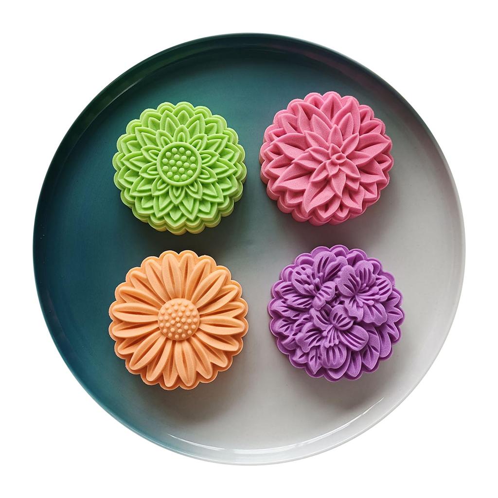 Flower Shaped Dessert Mold 150g DIY Hand Pressure Fondant Moon Cake Mould Plastic Press Cookie Cutter Baking Tool